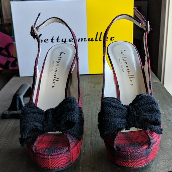 Plaid sling back heels - Picture 2 of 7